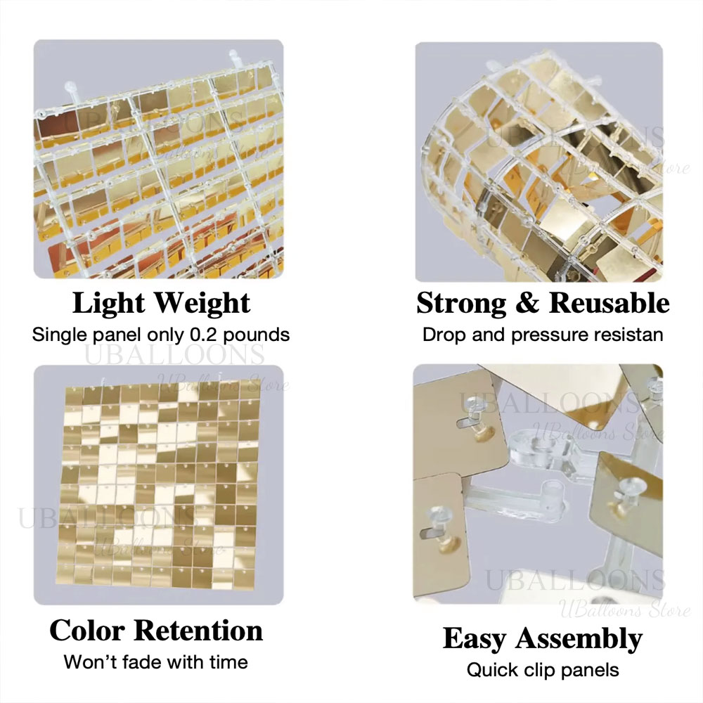 แชมเปญทอง Shimmer ฉากหลังแผง 1 - Sequin Fabric Panel บทวิจารณ์และราคา