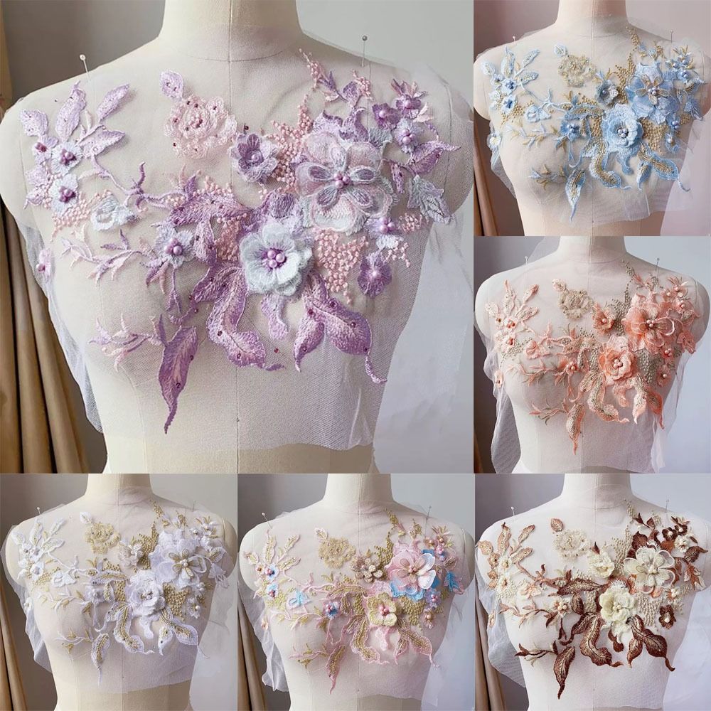 3D ดอกไม้ลูกปัดผ้าลูกไม้ Appli - Applique Patch Flower บทวิจารณ์และราคา